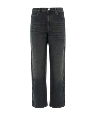 Isabel Marant Women 'rodayna' Blue Jeans With Logo Patch On The Rear  In Denim Woman