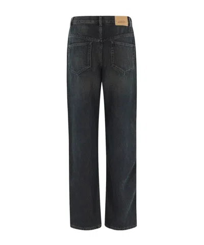 Isabel Marant Women 'rodayna' Blue Jeans With Logo Patch On The Rear  In Denim Woman
