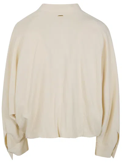 Twinset Cropped Lightweight Jacket With Front Zipper Closure In Neutral