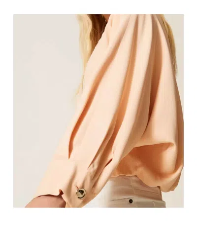 Twinset Cropped Lightweight Jacket With Front Zipper Closure In Neutral