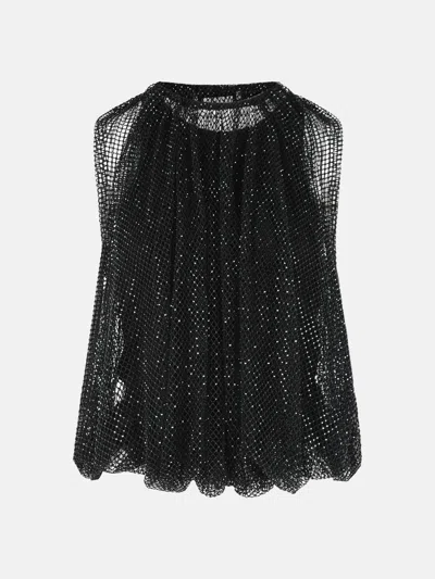 Sportmax Embellished Mesh And Jersey Top In Black