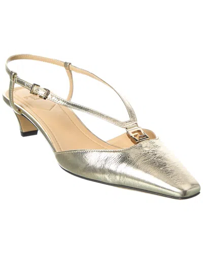 Fendi Fold Metallic 4g Ankle-strap Pumps In Gold