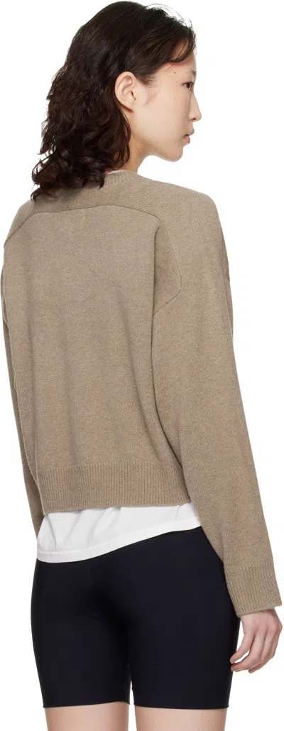 Loulou De Saison Taupe Anzor Lds Cashmere V Neck Sweater In Brown