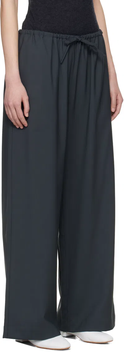 Cordera Gray Tailored Drawstring Trousers In Black