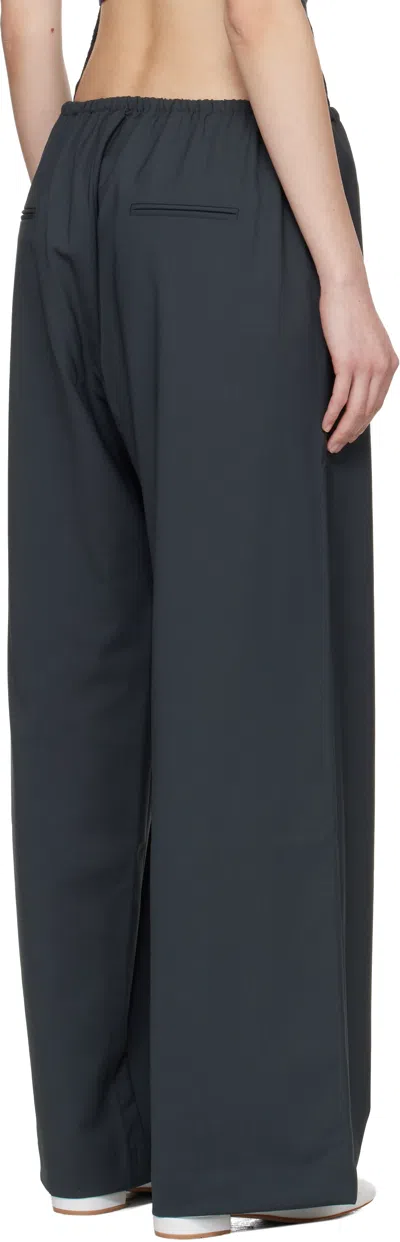Cordera Gray Tailored Drawstring Trousers In Black