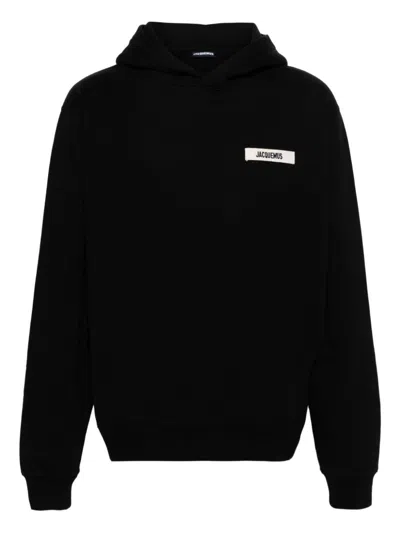 Jacquemus Cotton Fabric Hoodie With Long Sleeves In Black