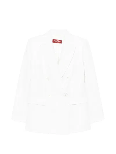 Max Mara Double-breasted Pocket Jacket In White