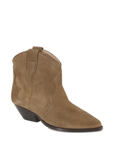 Isabel Marant Dewina Suede Calfskin Western Ankle Boots In Brown