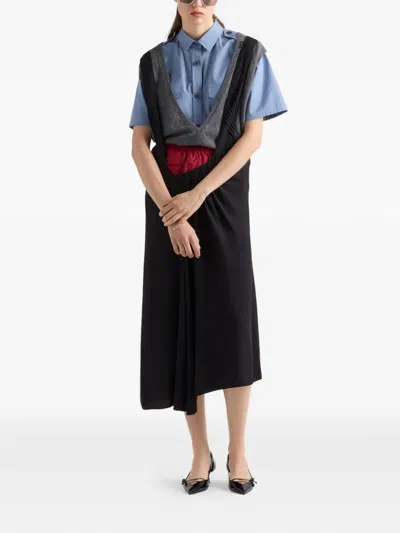 Prada Kaschmir-pullunder Mit V-ausschnitt In Blue