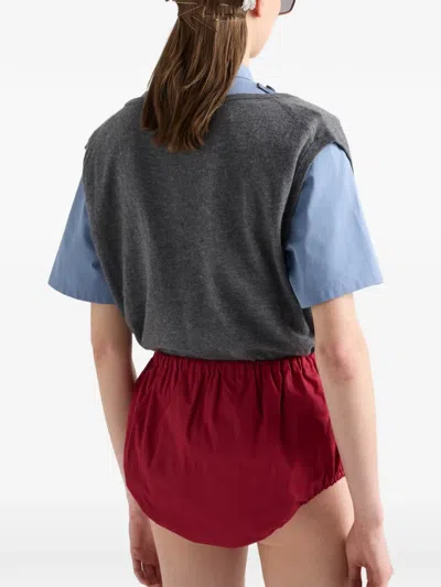 Prada Kaschmir-pullunder Mit V-ausschnitt In Blue