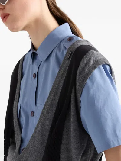 Prada Kaschmir-pullunder Mit V-ausschnitt In Blue