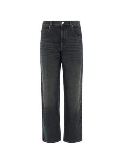 Isabel Marant Women 'rodayna' Blue Jeans With Logo Patch On The Rear  In Denim Woman