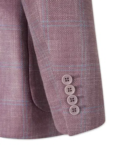 Canali Check-pattern Blazer In Purple