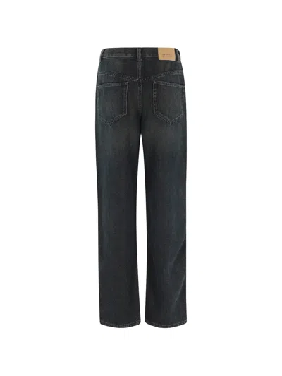 Isabel Marant Women 'rodayna' Blue Jeans With Logo Patch On The Rear  In Denim Woman