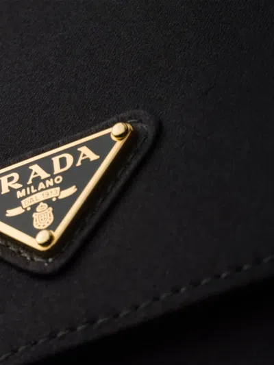 Prada Mini Satin Shoulder Bag In Black