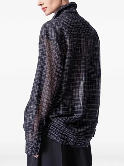 Article Ten Check-pattern Silk Shirt In Blue