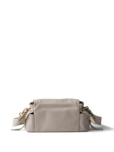 Prada Explore Medium Nappa Leather Shoulder Bag With Flap In Neutral