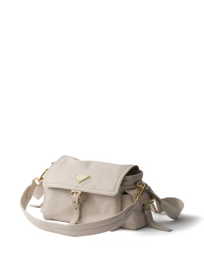 Prada Explore Medium Nappa Leather Shoulder Bag With Flap In Neutral