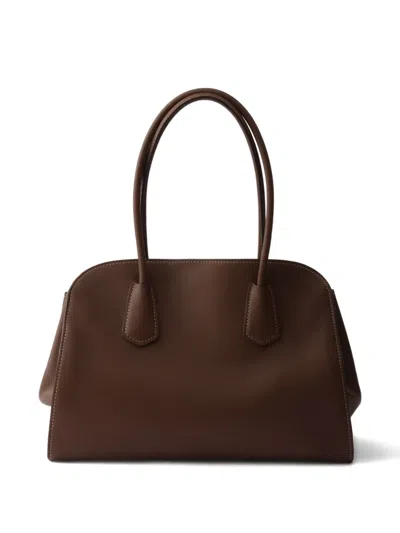 Prada Medium Leather Tote Bag In Brown