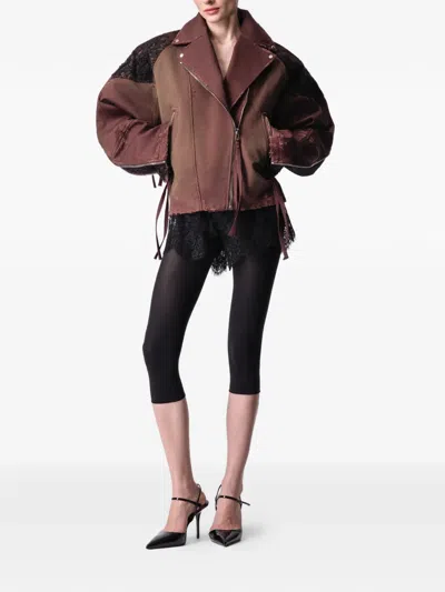 Article Ten Lace-panelling Jacket In Brown