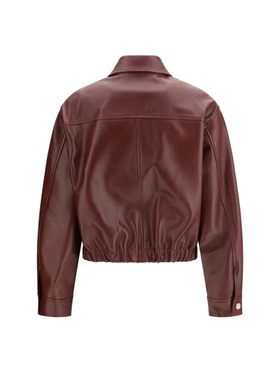 Versace Buffalo Leather Jacket Collared Design In Brown