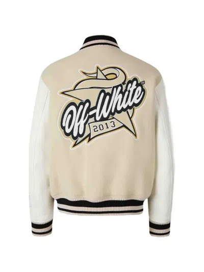 Off-white Logo-patch Bomber Jacket In Neutral