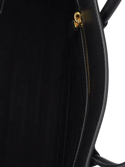 Prada Medium Leather Tote Bag In Black