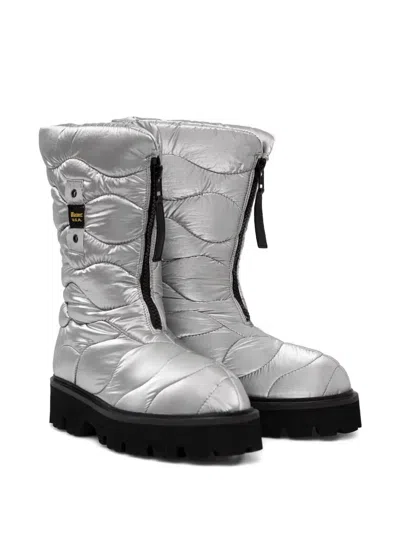 Blauer Elsie Quilted Zip Boots In Silver