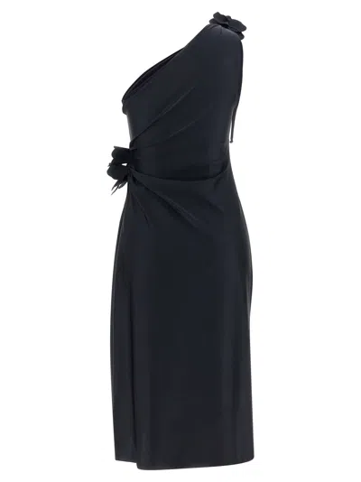 Coperni Fitted Mini Dress With Faux-flower Detailing In Black