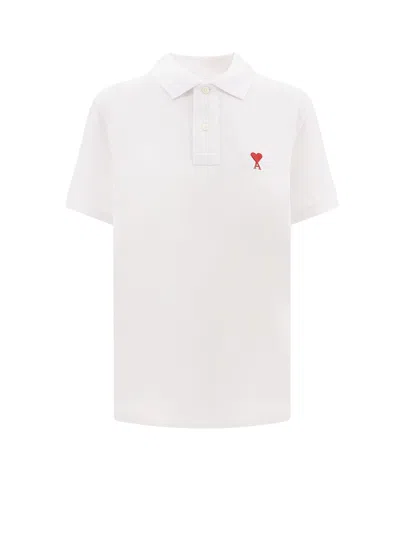 Ami Alexandre Mattiussi Ami Paris Men Cotton Polo Shirt With Iconic Embroidery In White