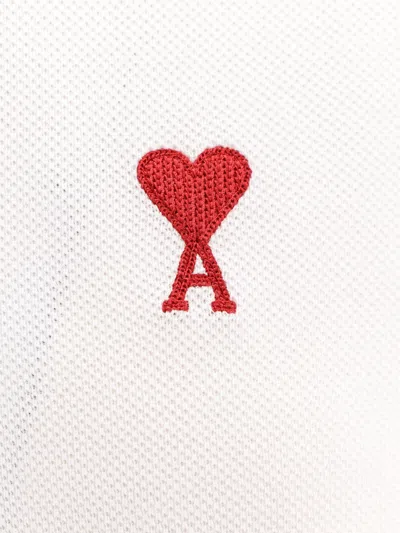 Ami Alexandre Mattiussi Ami Paris Men Cotton Polo Shirt With Iconic Embroidery In White