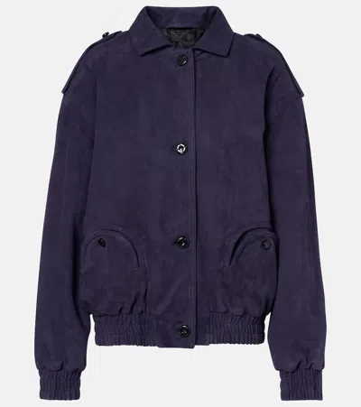 Blazé Milano Womens Nuit Charlie Oversized Suede Bomber Jacket In Purple