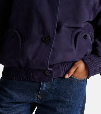 Blazé Milano Womens Nuit Charlie Oversized Suede Bomber Jacket In Purple