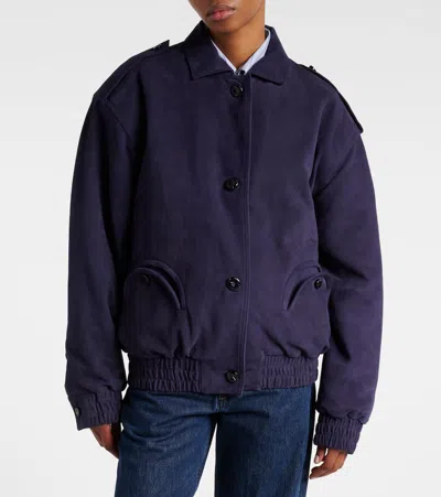 Blazé Milano Womens Nuit Charlie Oversized Suede Bomber Jacket In Purple