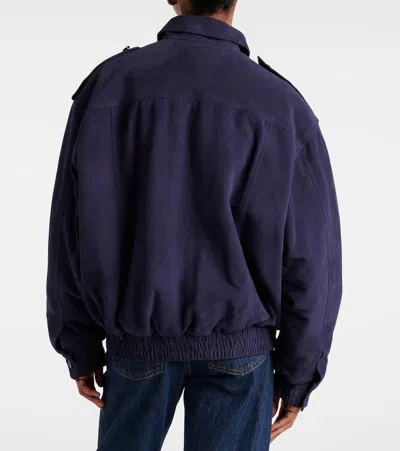 Blazé Milano Womens Nuit Charlie Oversized Suede Bomber Jacket In Purple