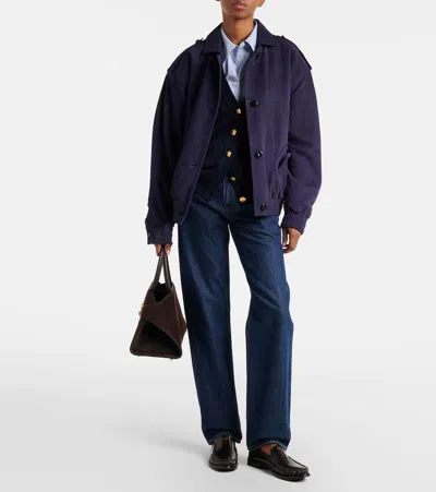 Blazé Milano Womens Nuit Charlie Oversized Suede Bomber Jacket In Purple