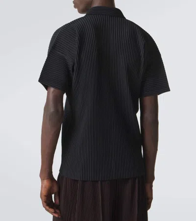 Issey Miyake Ns Black Bascis V-neck Regular-fit Knitted Polo Shirt In Black