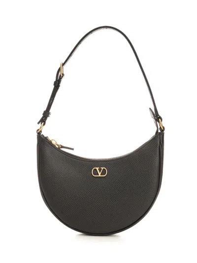 Valentino Half-moon Leather Shoulder Bag With Chain Strap