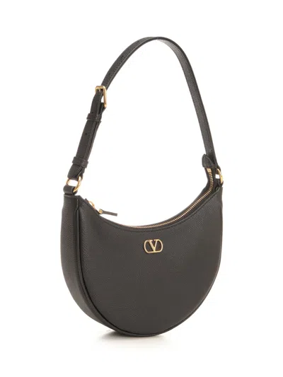 Valentino Half-moon Leather Shoulder Bag With Chain Strap