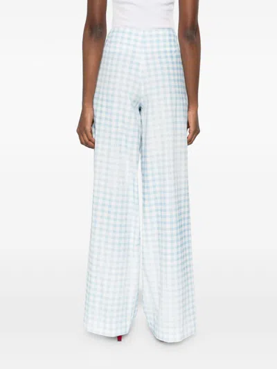 Ermanno Scervino Gingham-pattern Drawstring Trousers In Blue