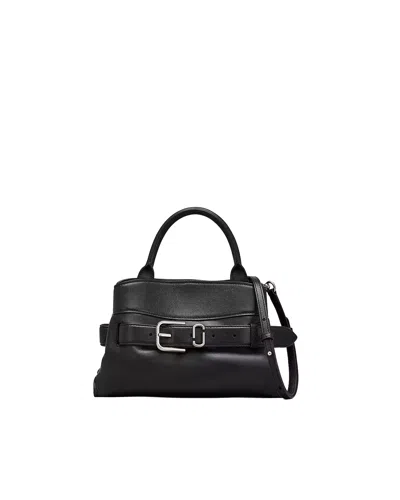 Marc Jacobs The Satchel Dakota Small Black Handbag With Logo Embossed On The Back And Belt Closure In Leather Wo