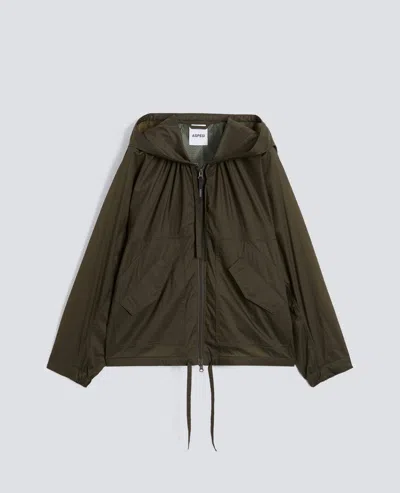 Aspesi Hooded Jacket Nylon Silk Long Sleeves In Brown