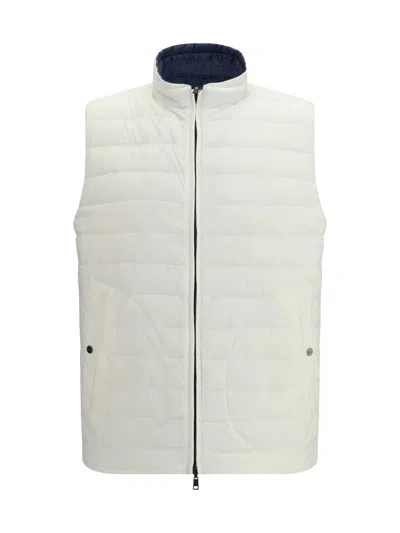 Herno Nylon Reversible Down Jacket High Neck In White