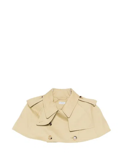 Burberry Collared Buttoned Cropped Jacket In Gold