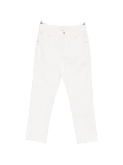 Brunello Cucinelli Cotton Trousers Rivet Detail Five Pockets In White