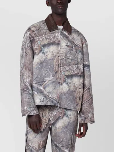 Represent Mens Tree-graphic Print Camouflage Cotton Trucker Jacket In Multi