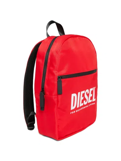 Diesel Contrasting Logo Backpack In Red