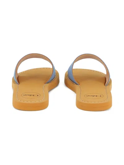 Chloé Chloe Girls Denim Kids Branded Denim Sliders 6-9 Years In Blue