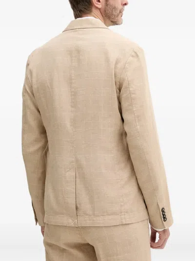 Benetton Check Button Suit Jacket In Neutral