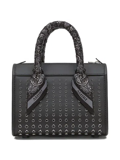Amiri Stud Micro Triangle Satchel Bag In Black
